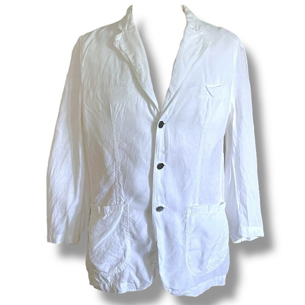 Z Zegna Mens Blazer IT Size 52R White Linen 3 Button Unstructured Sport Coat